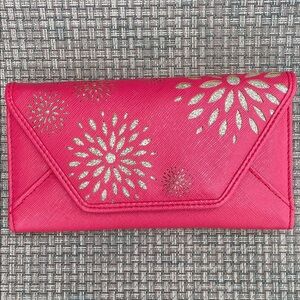 Coral/Gold Icing Floral Women's Clutch Wallet